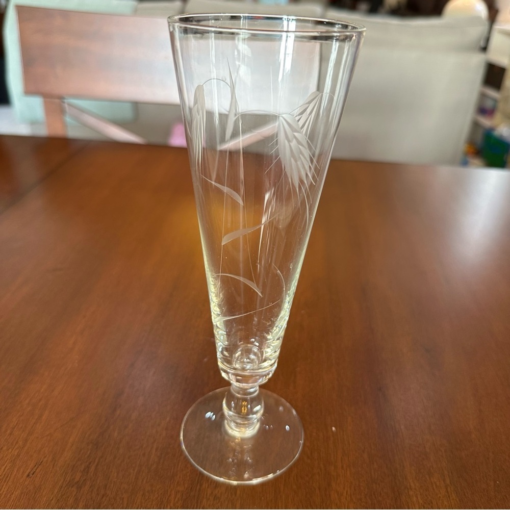 🌟3/$20🌟 One Vintage etched Pilsner fluted glass